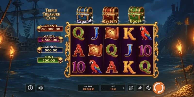 Triple Treasure Cove - бонус рунда Hold and Win со монети